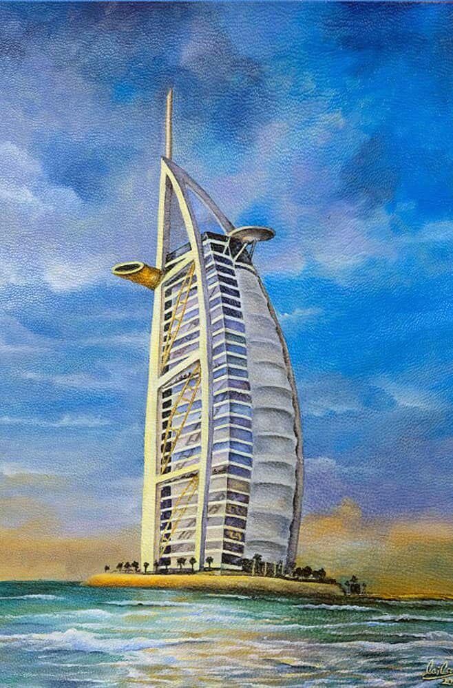 برج العرب- نقاشی روی چرم